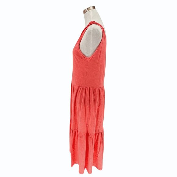 Ichi Iholivet Calypso Coral Dress Womens S Tiered Sleevelss Midi Sustainable - Picture 4 of 10